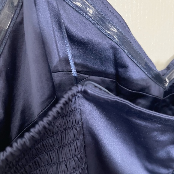 AQUA Strapless Navy Blue Ruffle Maxi Dress | size XL - Picture 8 of 9